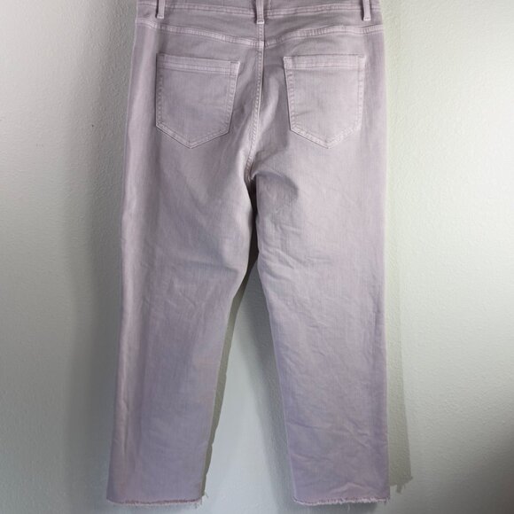 J. Jill High-Rise Straight Leg Crop Lavender Denim 10R Raw Hemmed Stretch Casual - Picture 8 of 14